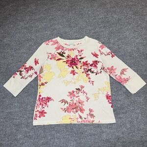 Sundance Thermal Henley Top Size PL Embroidered Waffle Knit Button Front Floral